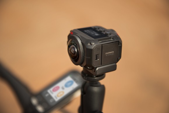 Garmin's VIRB 360 mounted on a bike.