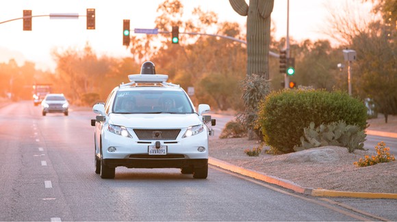 One of Waymo's driverless cars in action.