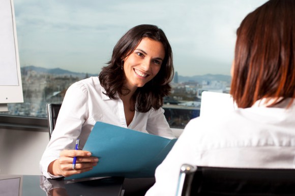 Two women in a job interview.
