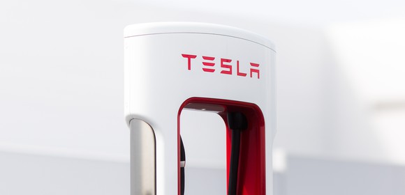 A Tesla Supercharger