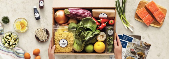 A sample of a Blue Apron meal kit