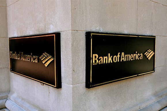 Bank of America branch sign.