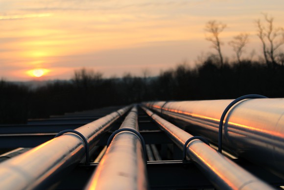 A group of oil pipelines.
