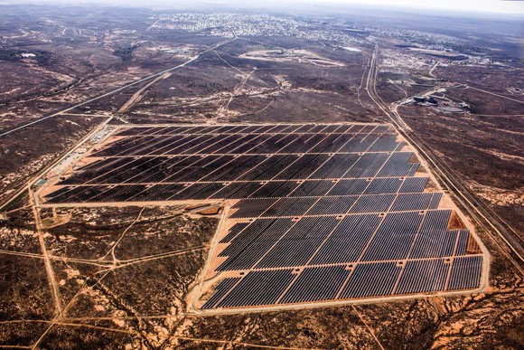 First Solar utility-scale project as seen from an airplane.