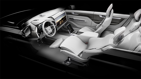 Interior Volvo driverless car.