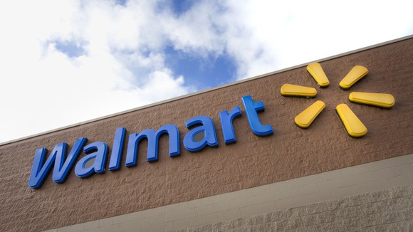 The sign on the outside of a Walmart Supercenter.