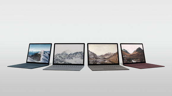 A layout of four colors of Microsoft's latest Surface Book show the progress the company has made with its hardware strategy.
