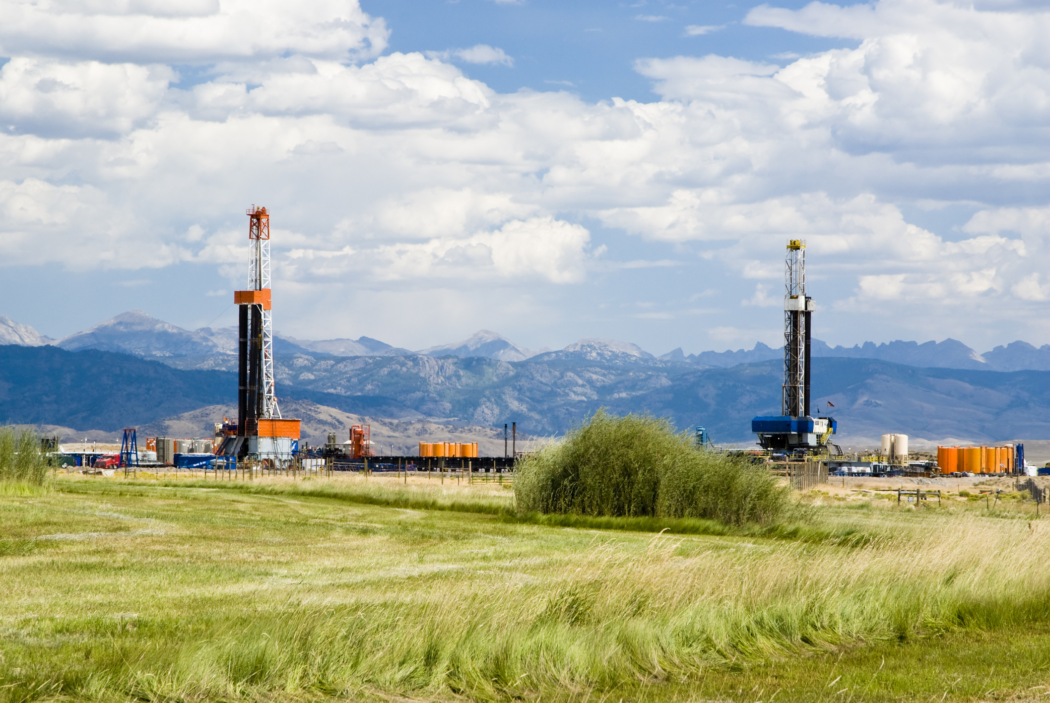 Drilling rigs in the mountains