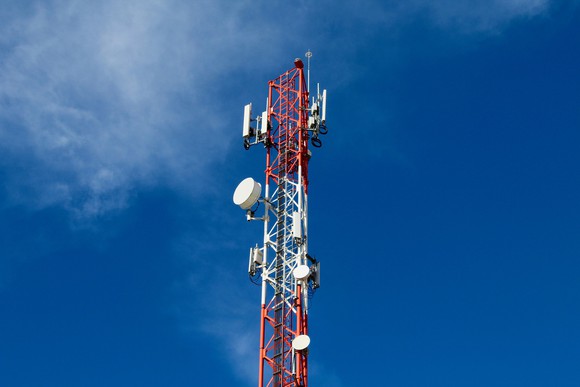 A telecommunications tower.