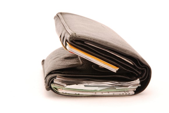 Picture of a thick wallet.