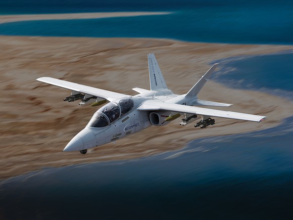 A Scorpion jet in flight.