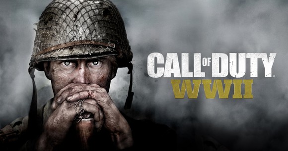 Activision's "Call of Duty World War 2" box art with a soldier staring into the camera with a smoky haze in the background.