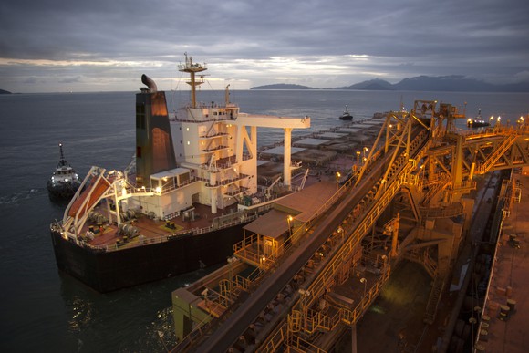 Bulk carrier leaving the loading terminal.