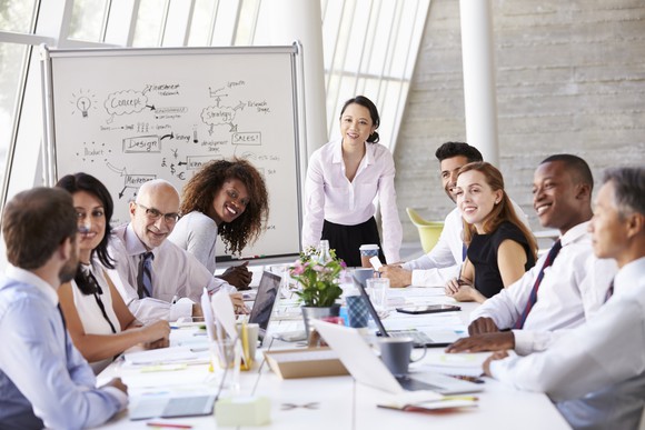 Project manager leading a meeting