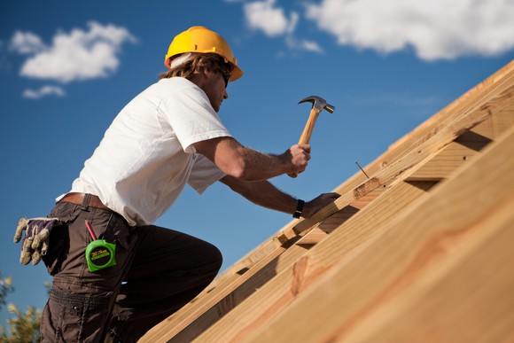 Roofer at work