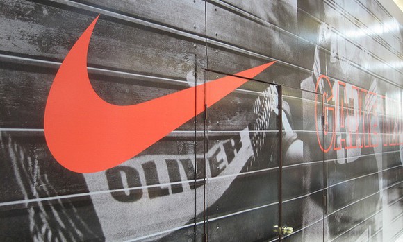 Nike swoosh on a wall