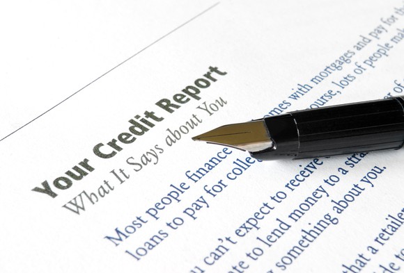 A description of a person's credit report.