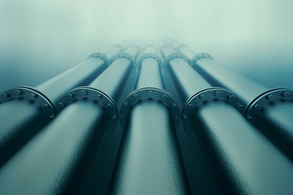 Underwater pipelines.