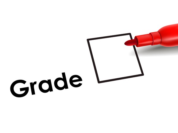 Grade box with red marker