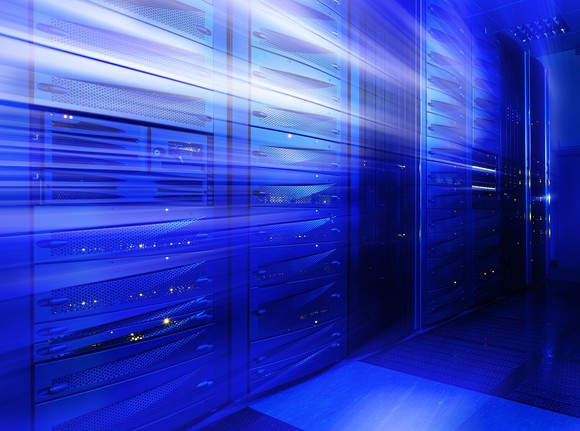 Stylized image of data center servers