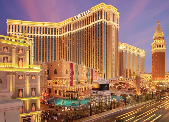An exterior view of the Venetian in Las Vegas.