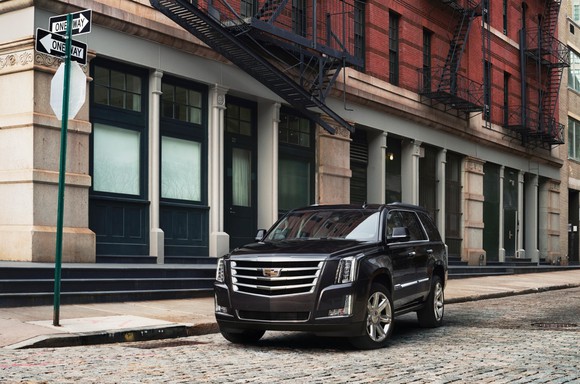 A 2017 Cadillac Escalade in black. 