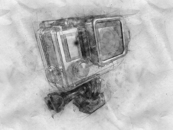 A sketch of a GoPro camera.