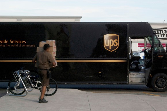 UPS driver and van