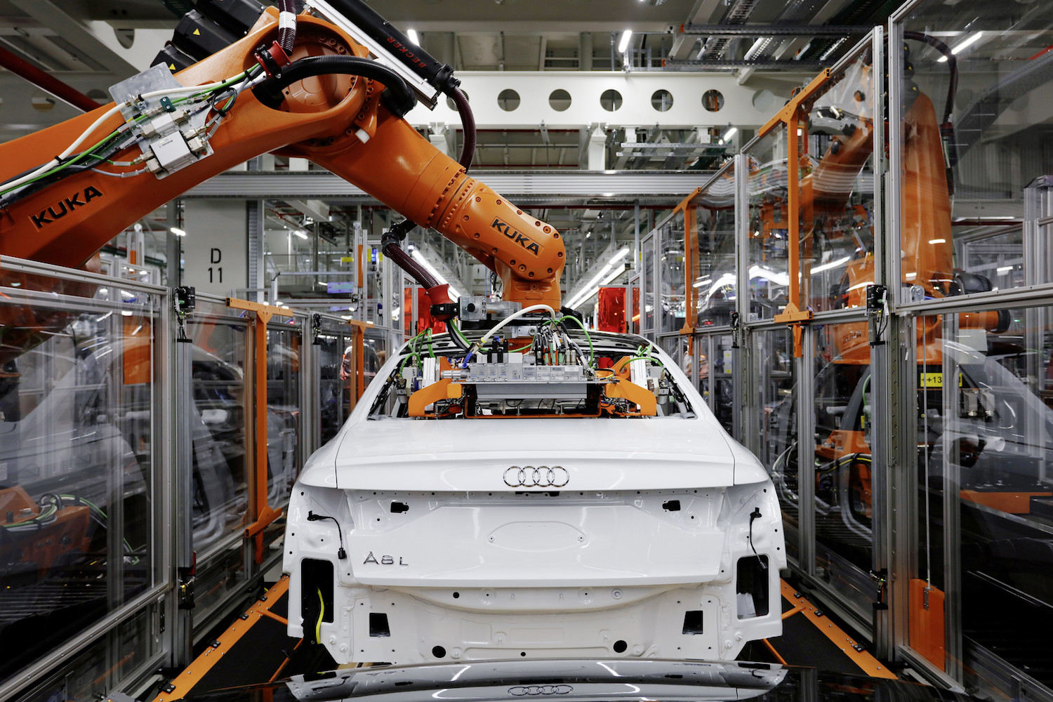 Assembly line for Audi's A8.