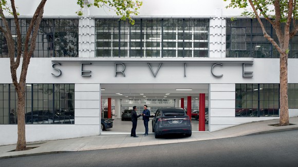 Tesla service center entrance.