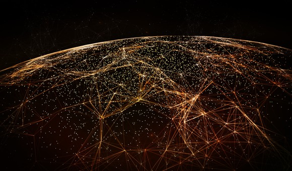 Internet communications links across the globe.
