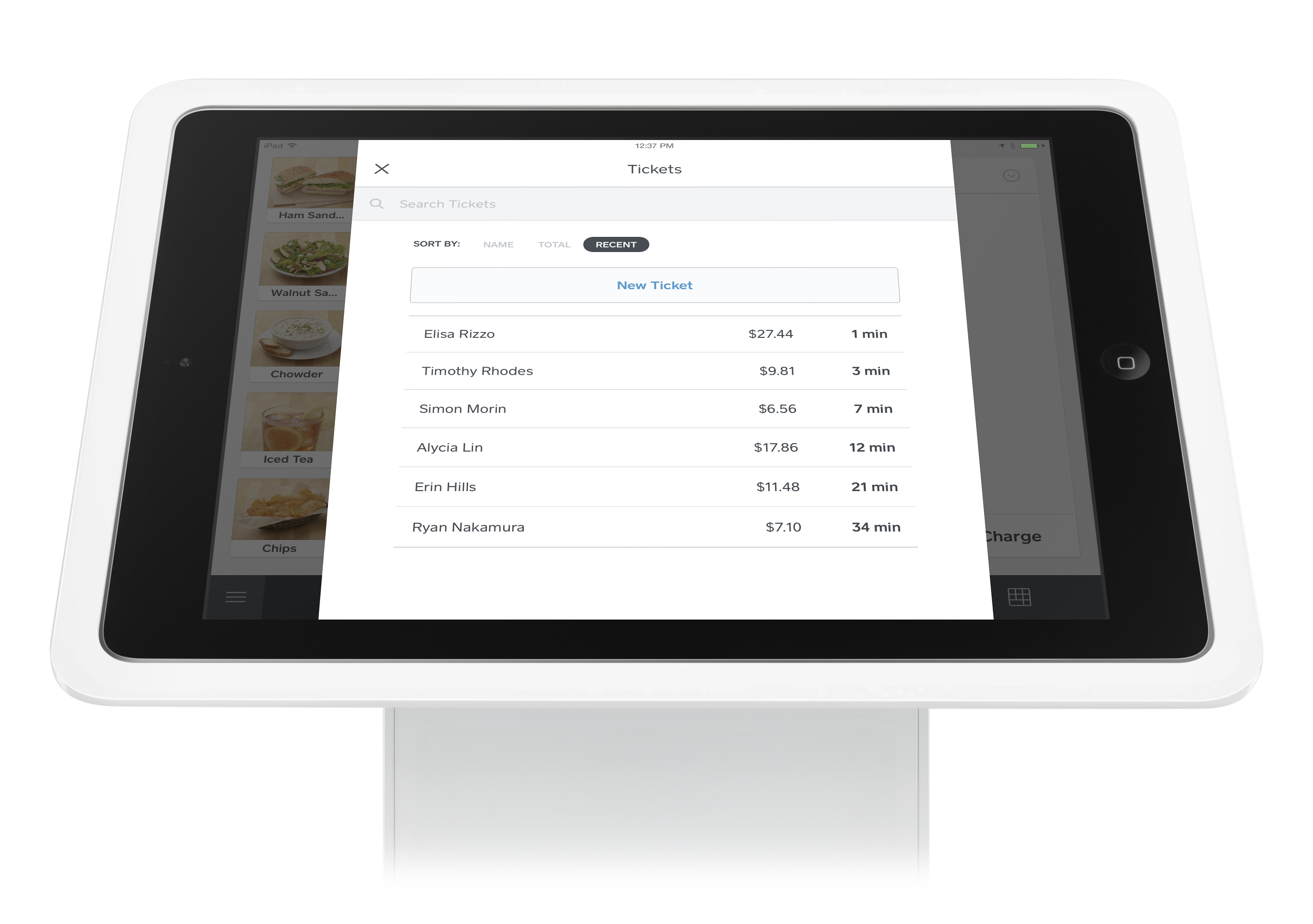 A Square platform on a tablet.