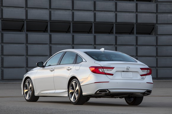 A rear view of the 2018 Honda Accord sedan.