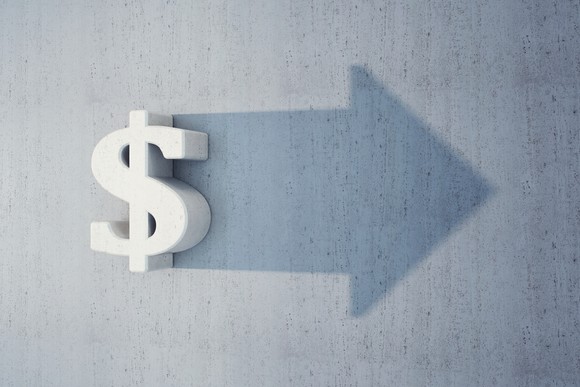 A dollar sign over an arrow.
