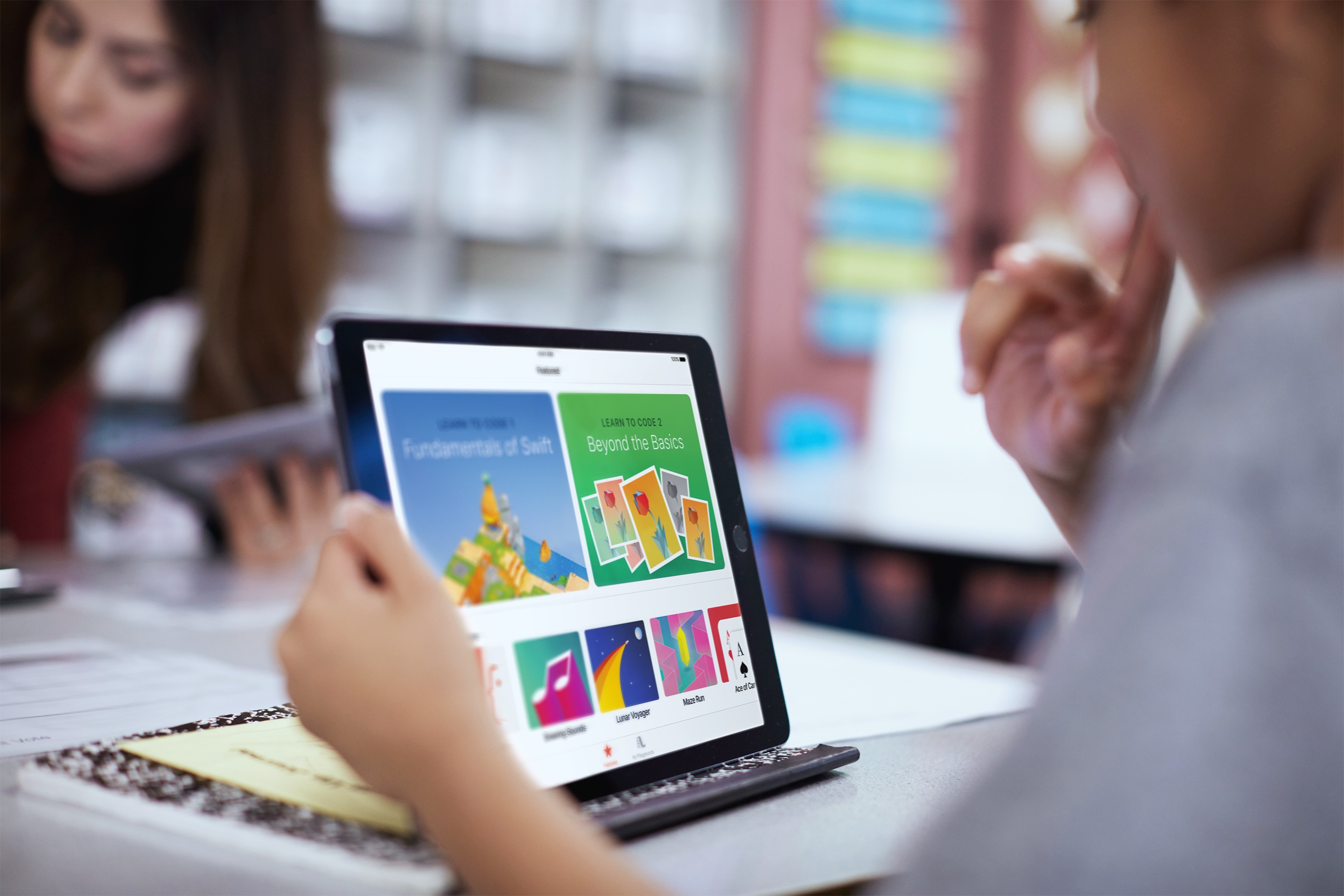 An individual using Apple's latest iPad Pro