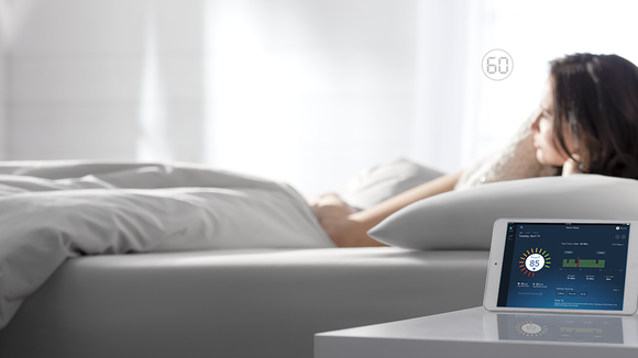 A Sleep Number bed with the app running.