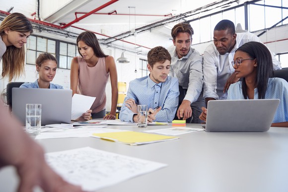 20-something workers at an office