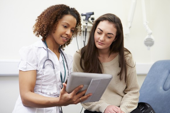 Nurse with patient