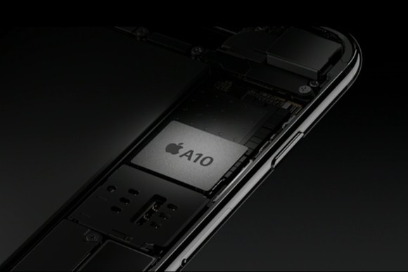 The Apple A10 Fusion chip, manufactured by TSMC.