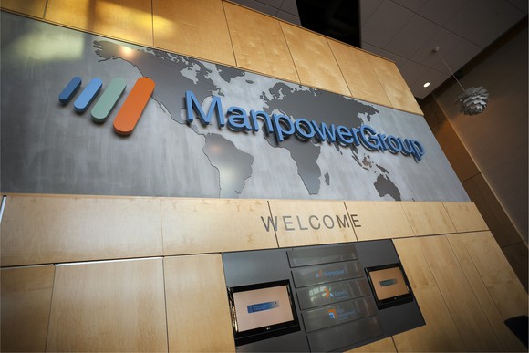 ManpowerGroup's lobby at Milwaukee headquarters.