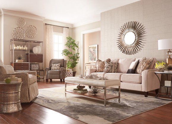 An assortment of La-Z-Boy furniture in a living room.