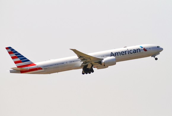 A Boeing 777 in fight.