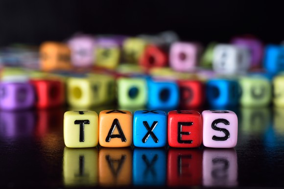Taxes spelled in blocks