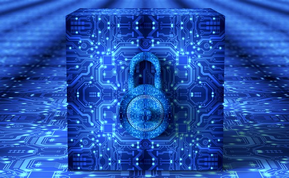 Computer circuits coming together to form a digital lock.