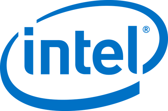 The classic Intel logo, blue on white.