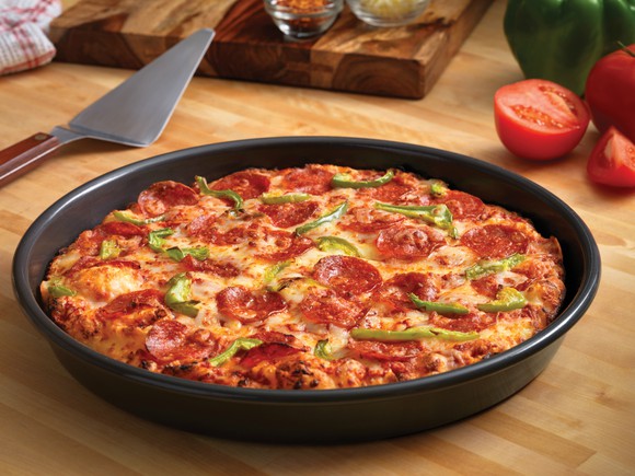 A Domino's peppers and pepperoni pizza