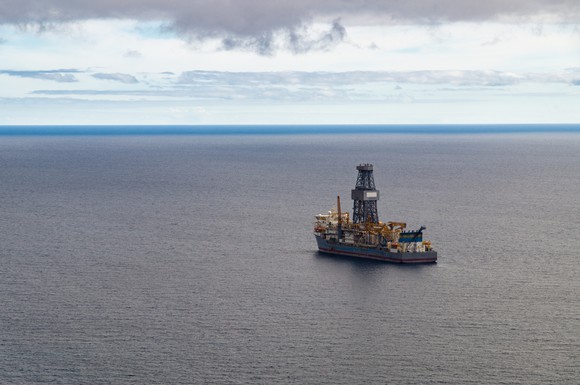 Drill ship at sea