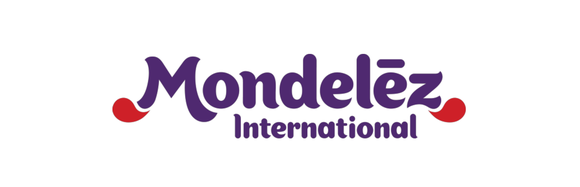 Mondelez International logo written in purple.