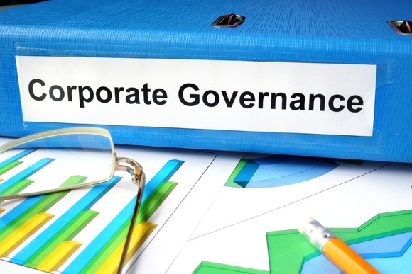 Binder with Corporate Governance written on it
