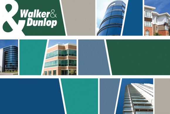 Walker & Dunlop logo and various buildings in the company's portfolio of real estate assets.